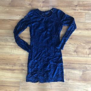 Navy Dress with Lace Overlay